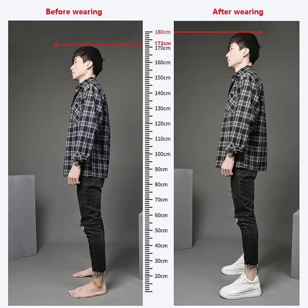 2.4?? Men Leather Height Increase Skate Board Shoes