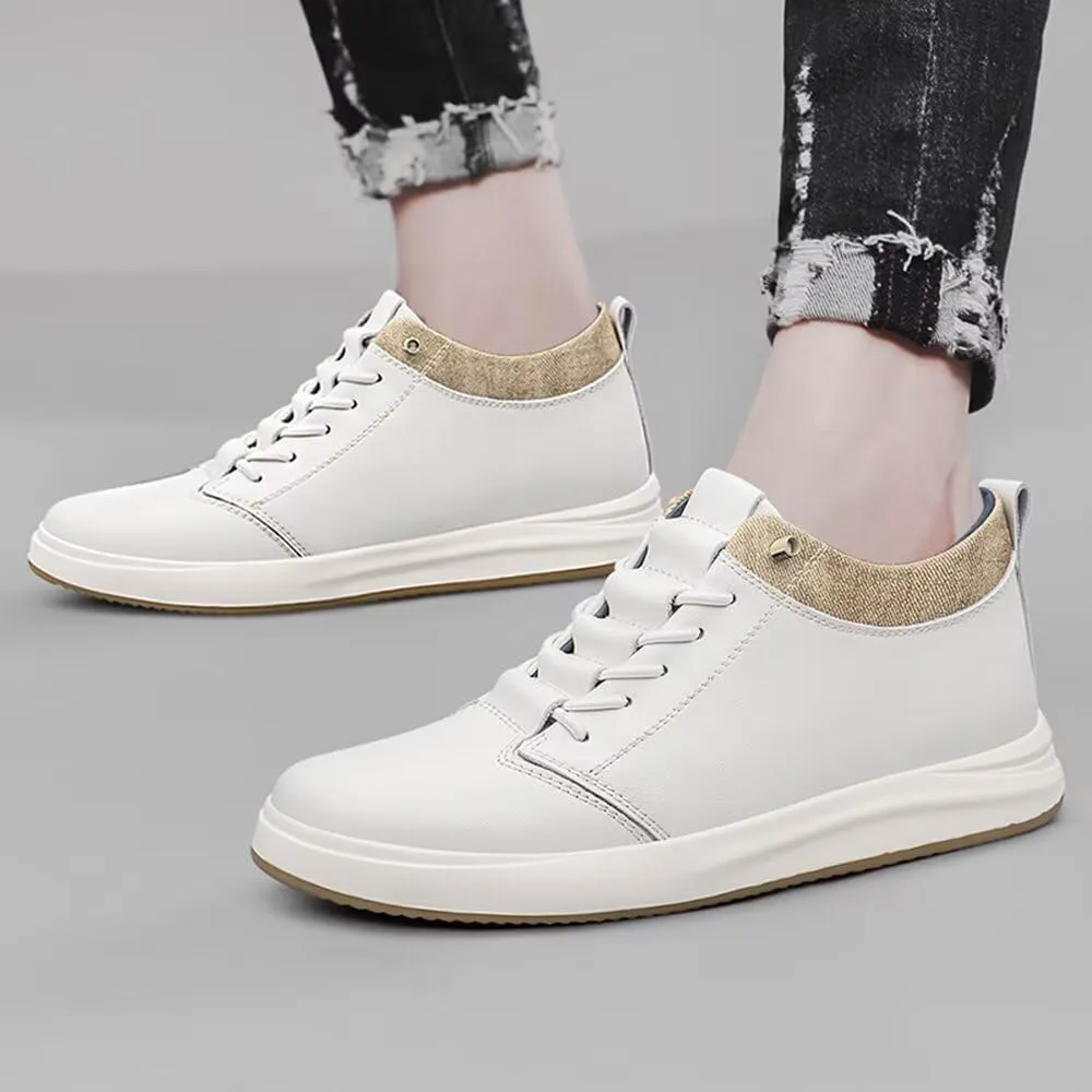 2.4?? Men Leather Height Increase Skate Board Shoes