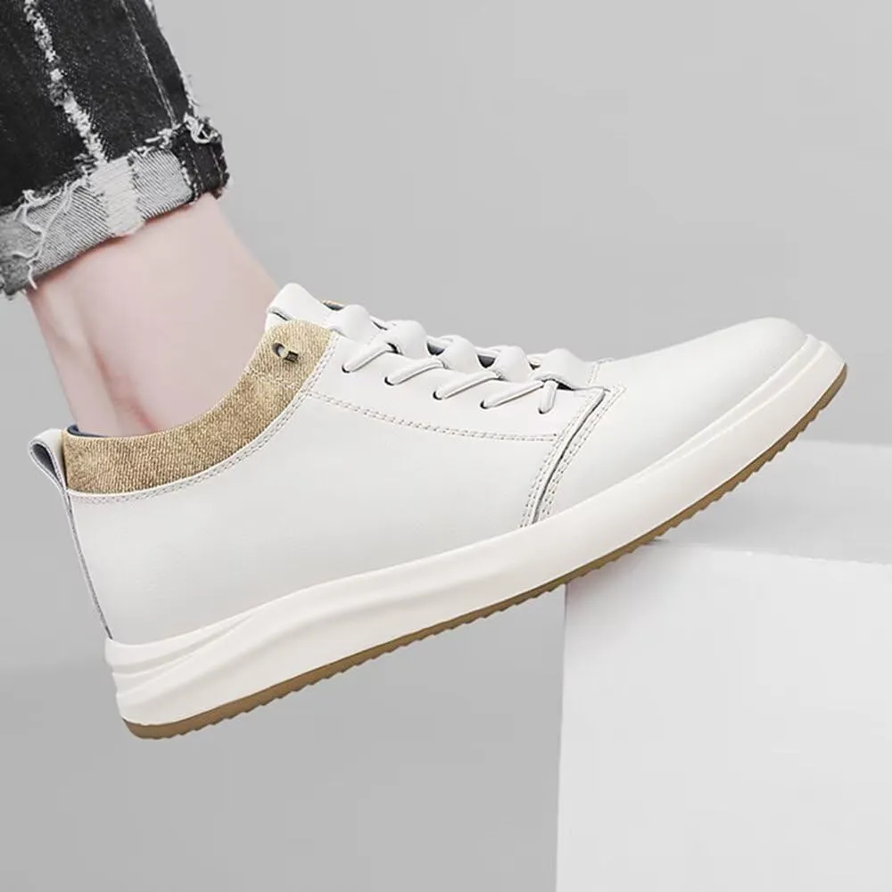 2.4?? Men Leather Height Increase Skate Board Shoes