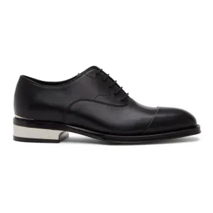 Alexander McQueen Black and Silver Leather Lace-Up Oxfords