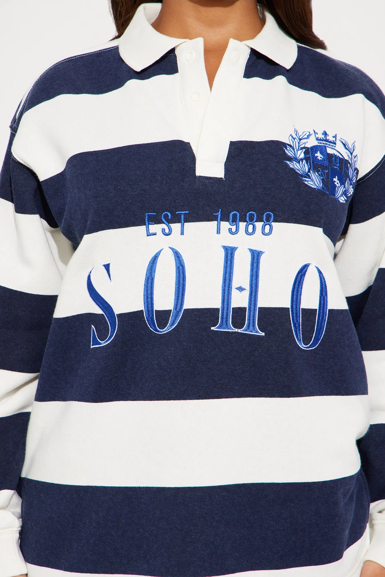 All Over The City Rugby Striped Polo - Navy/combo