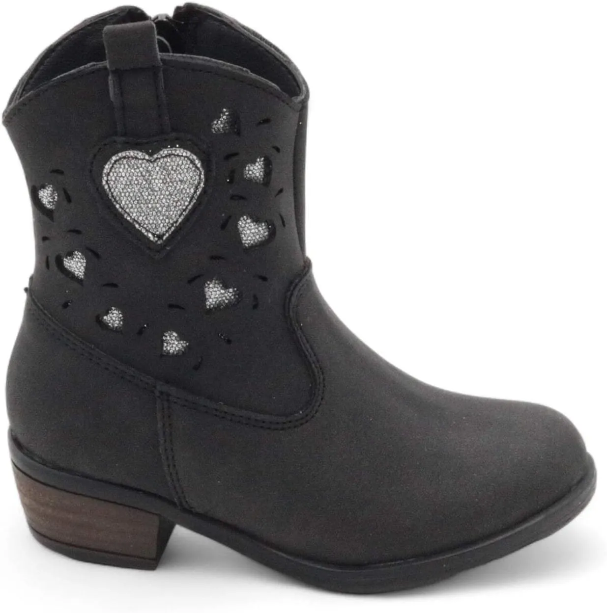 Ashley Girl's Black Faux Leather Boots