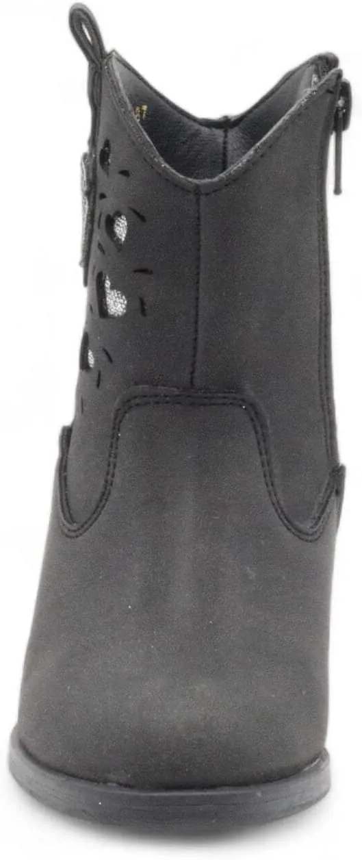 Ashley Girl's Black Faux Leather Boots
