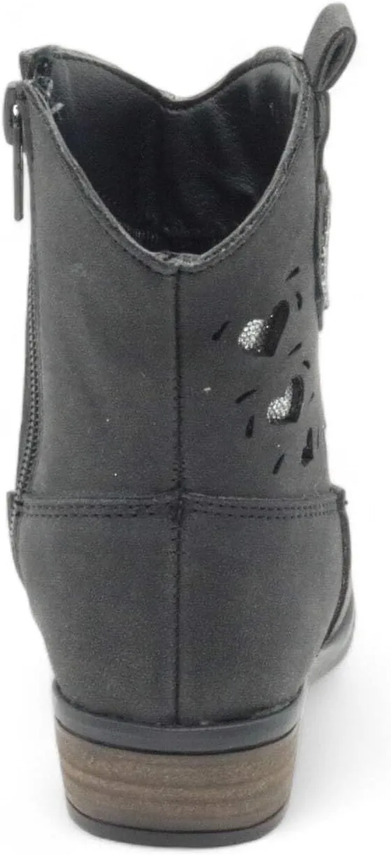 Ashley Girl's Black Faux Leather Boots