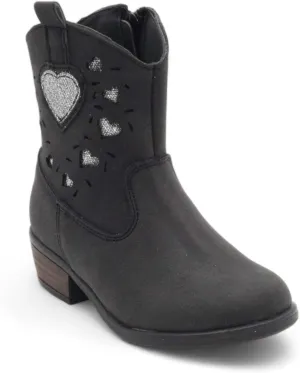 Ashley Girl's Black Faux Leather Boots