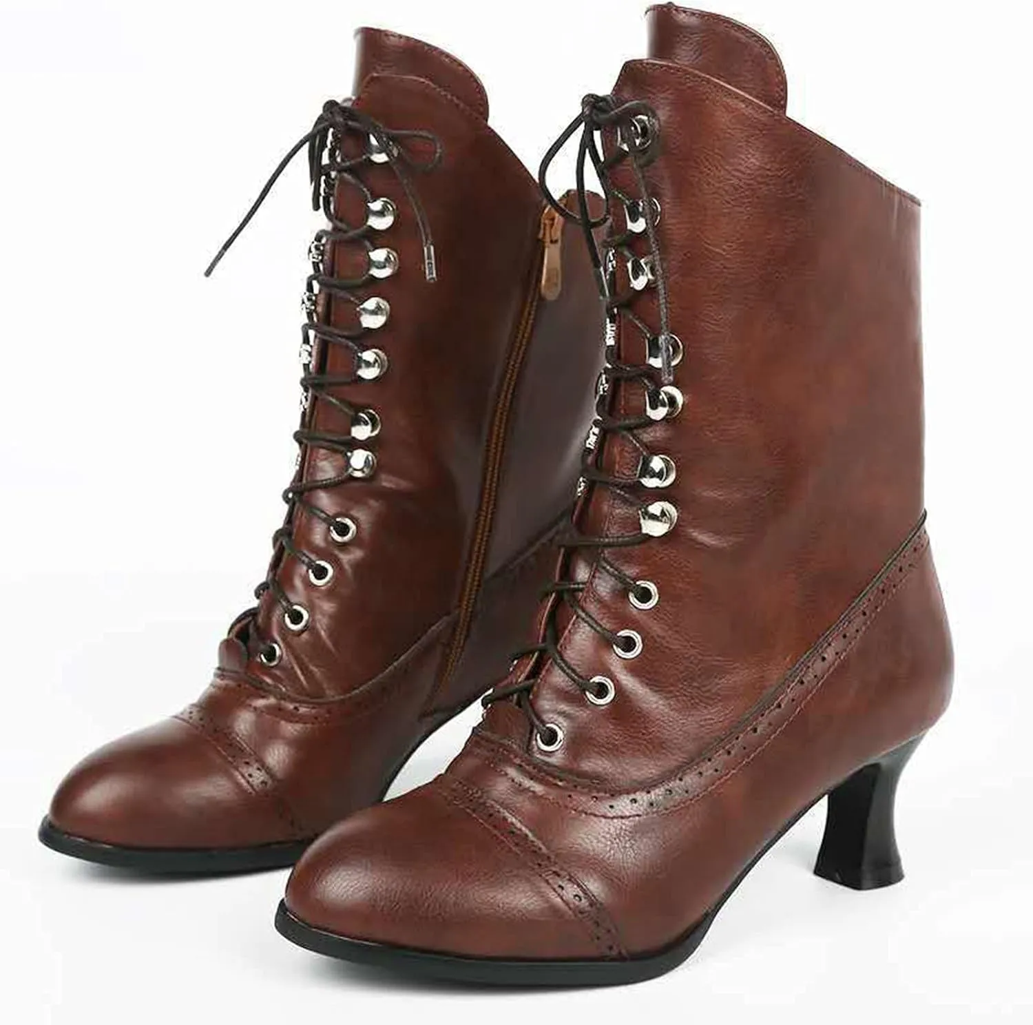 Boots for Women Retro Warm Leather Lace Up Womens Boots Waterproof Non-slip Soft Cozy Women's Boots&Booties