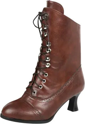 Boots for Women Retro Warm Leather Lace Up Womens Boots Waterproof Non-slip Soft Cozy Women's Boots&Booties