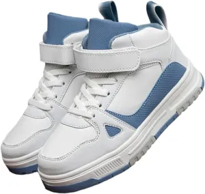Boys Girls Outdoor Sports Board Shoes with Leather Upper, Breathable and Comfortable with Soft Padded Neck, Fashionable Retro Street Style, Basketball Shoes Suitable for All Seasons