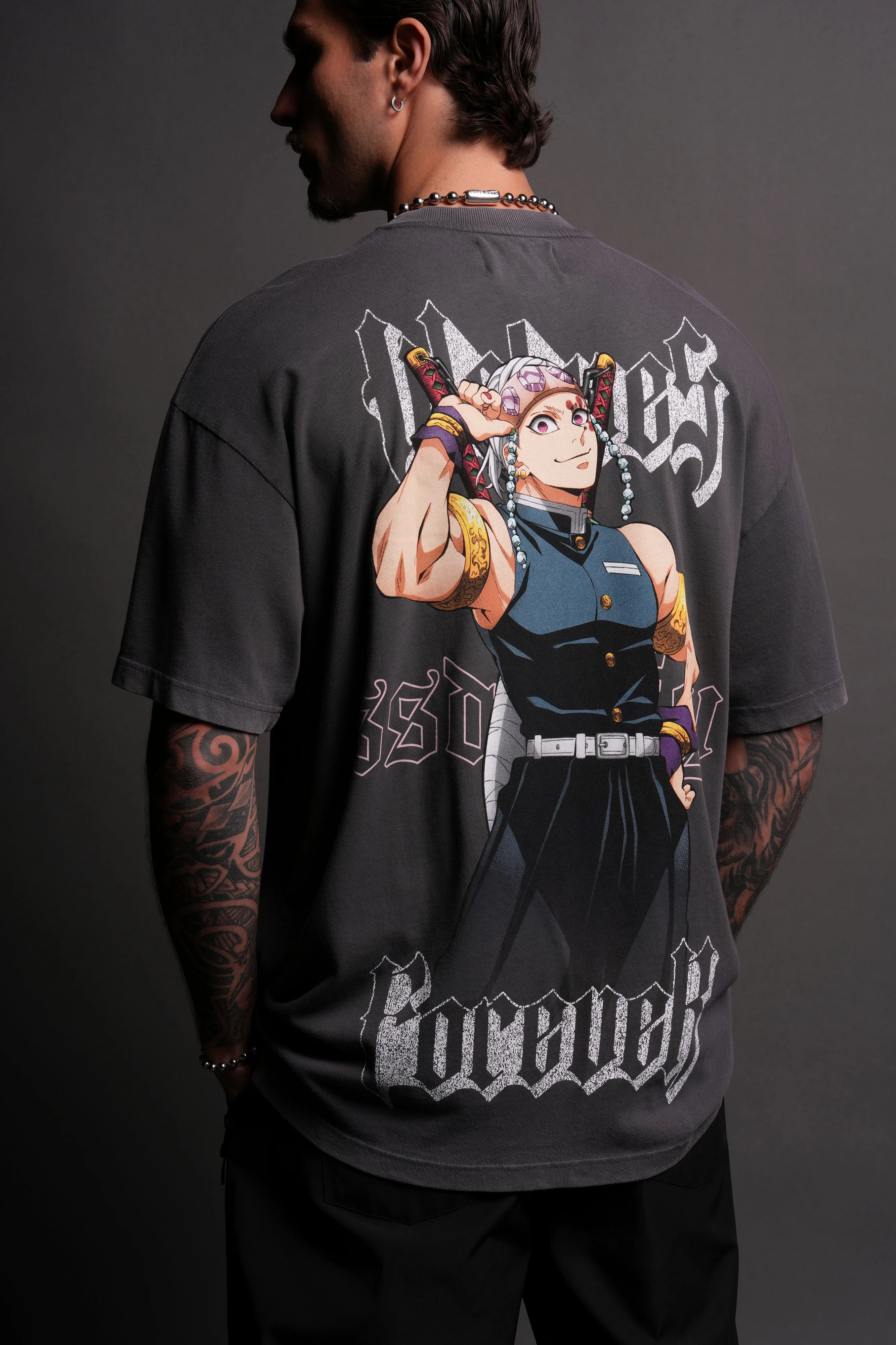 Breath Of Wolves "Premium" Oversized Tee in Wolf Gray