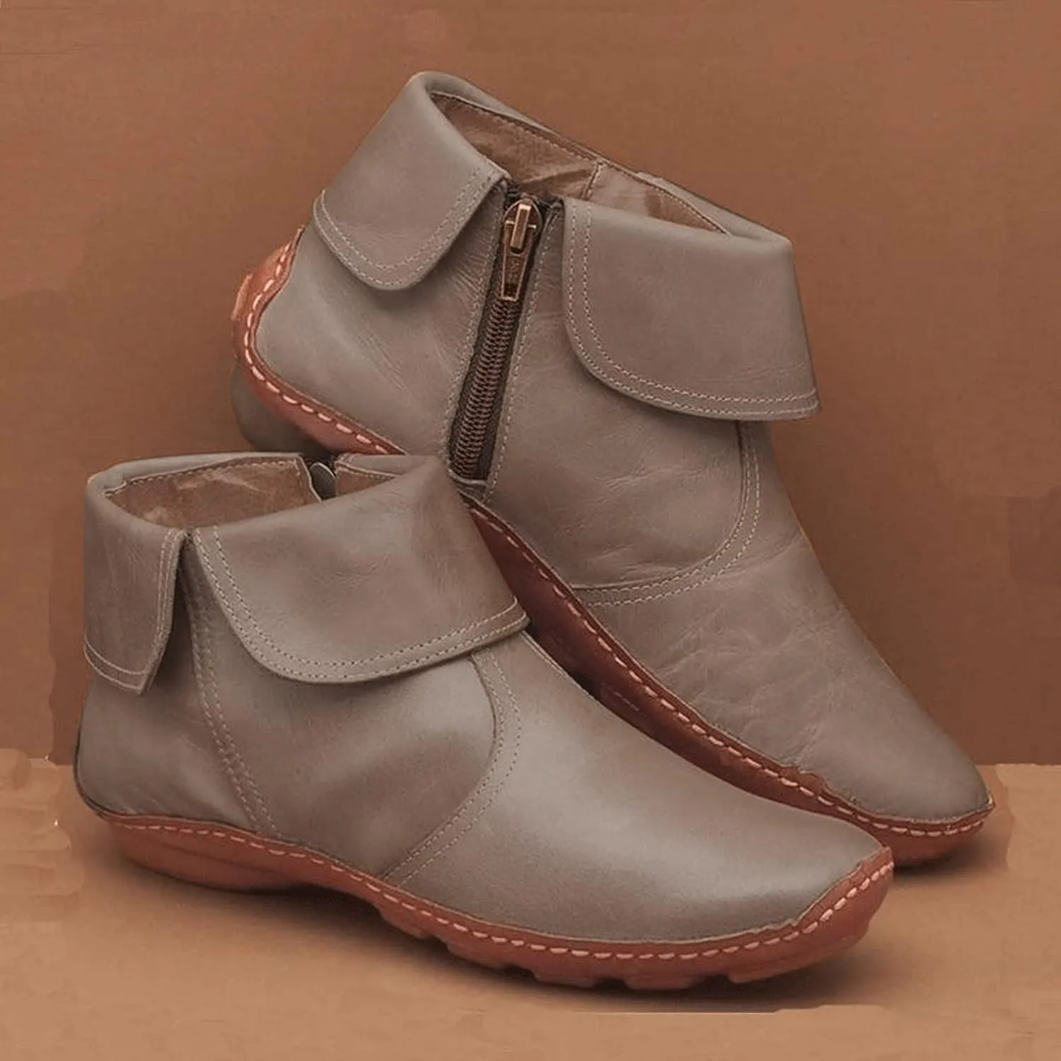 Brown Ankle Boots Botas Negras Para Mujer Women Leather Boots Women Wide Width Womens Leather Booties and Ankle Boots Women Lace Up Buckle Belt High Heels Platform Ankle Boots