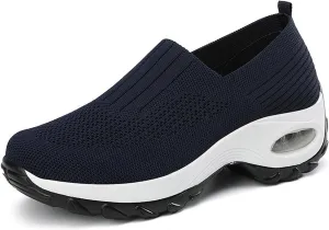 Buhelyc Women's Platform Arch Sneakers Air Cushion Slip-On Sneakers Breathable Mesh Walking Shoes Mesh Casual Jogging Shoes for Women