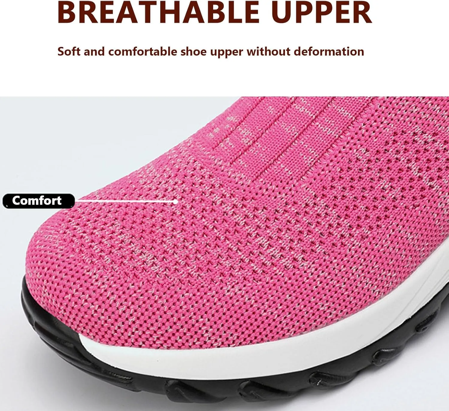 Buhelyc Women's Platform Arch Sneakers Air Cushion Slip-On Sneakers Breathable Mesh Walking Shoes Mesh Casual Jogging Shoes for Women