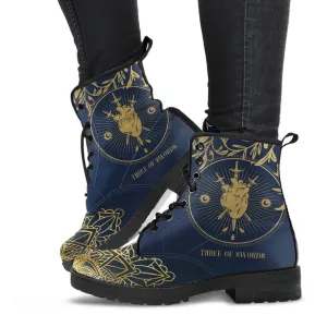 Combat Boots - Three of Swords | Tarot Art, Vegan Leather Lace Up Boots Women, Handmade Lace Up Boots, Women's Boots, Custom Shoes, Boho Shoes