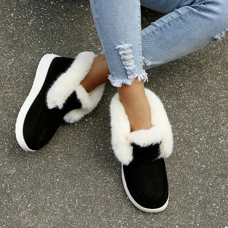 Cuzcare Orthopedic Women Boots Warm Plush Fur Chic Snow Ankle Boots