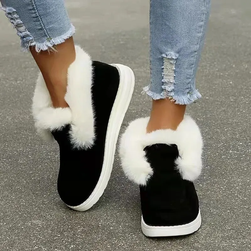 Cuzcare Orthopedic Women Boots Warm Plush Fur Chic Snow Ankle Boots