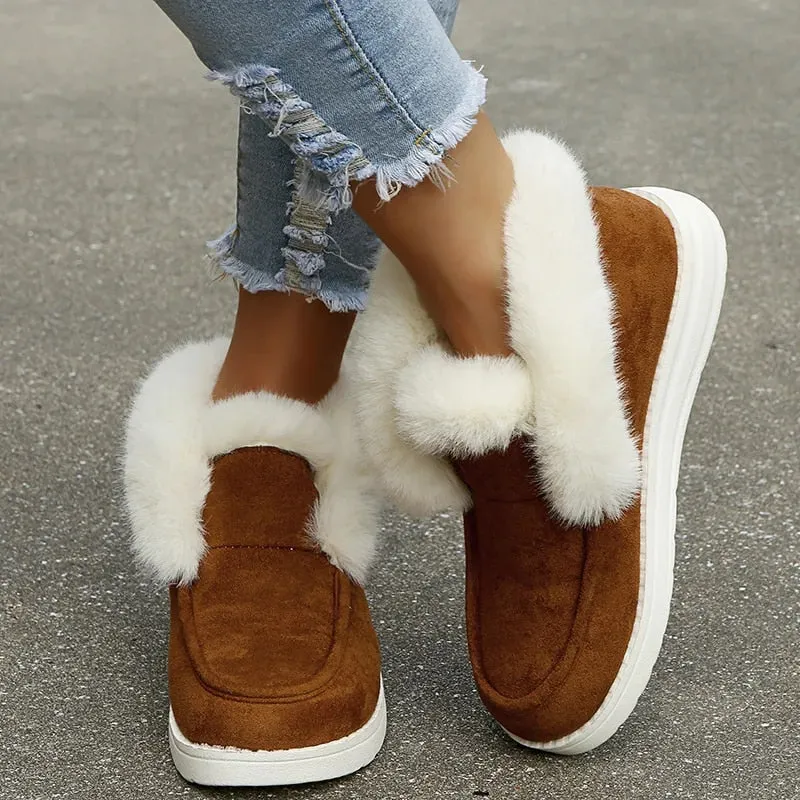 Cuzcare Orthopedic Women Boots Warm Plush Fur Chic Snow Ankle Boots