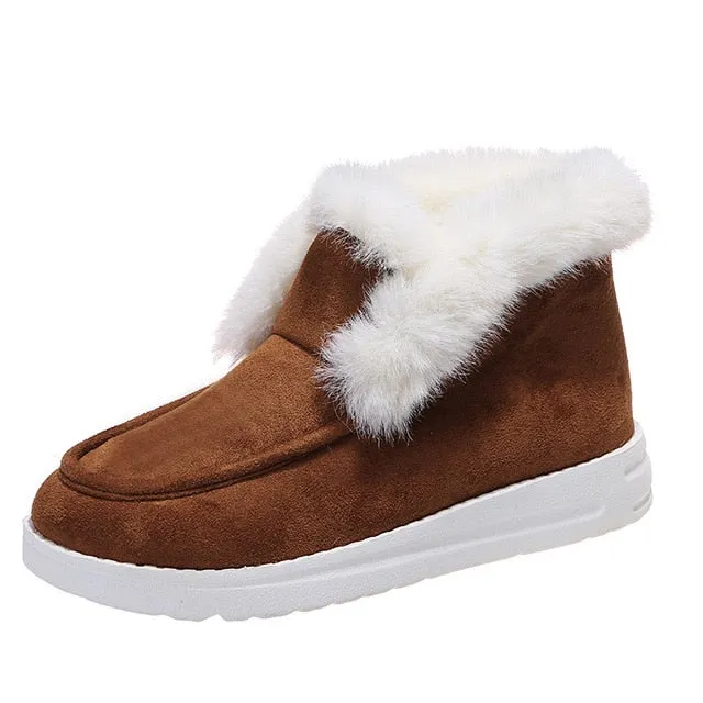 Cuzcare Orthopedic Women Boots Warm Plush Fur Chic Snow Ankle Boots