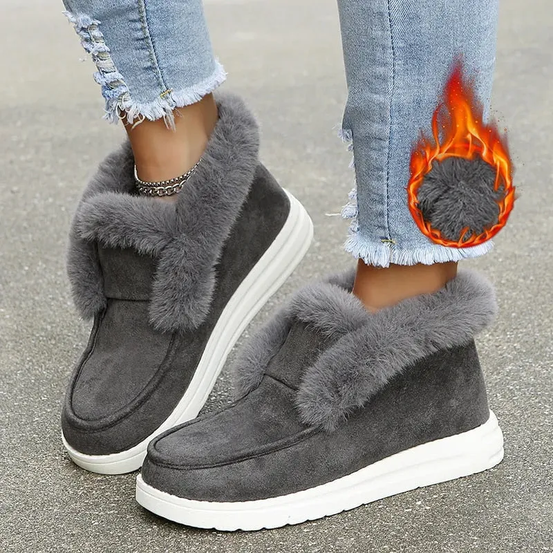 Cuzcare Orthopedic Women Boots Warm Plush Fur Chic Snow Ankle Boots