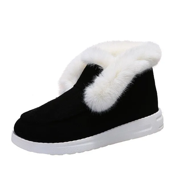 Cuzcare Orthopedic Women Boots Warm Plush Fur Chic Snow Ankle Boots