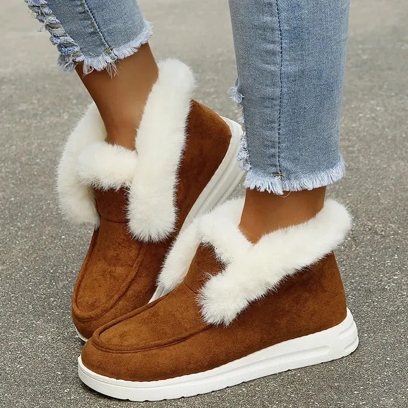 Cuzcare Orthopedic Women Boots Warm Plush Fur Chic Snow Ankle Boots