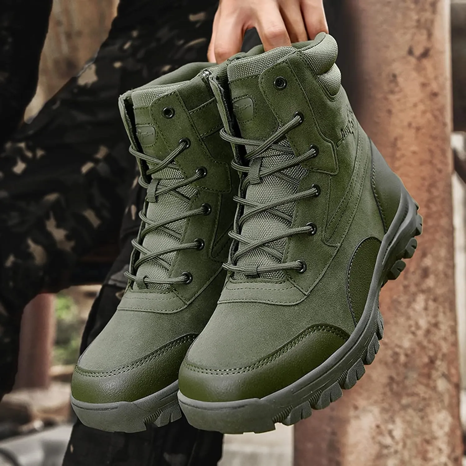 Eliogn Men's Military Tactical Boots Combat Outdoor Walk Leather Lightweight Desert Boots