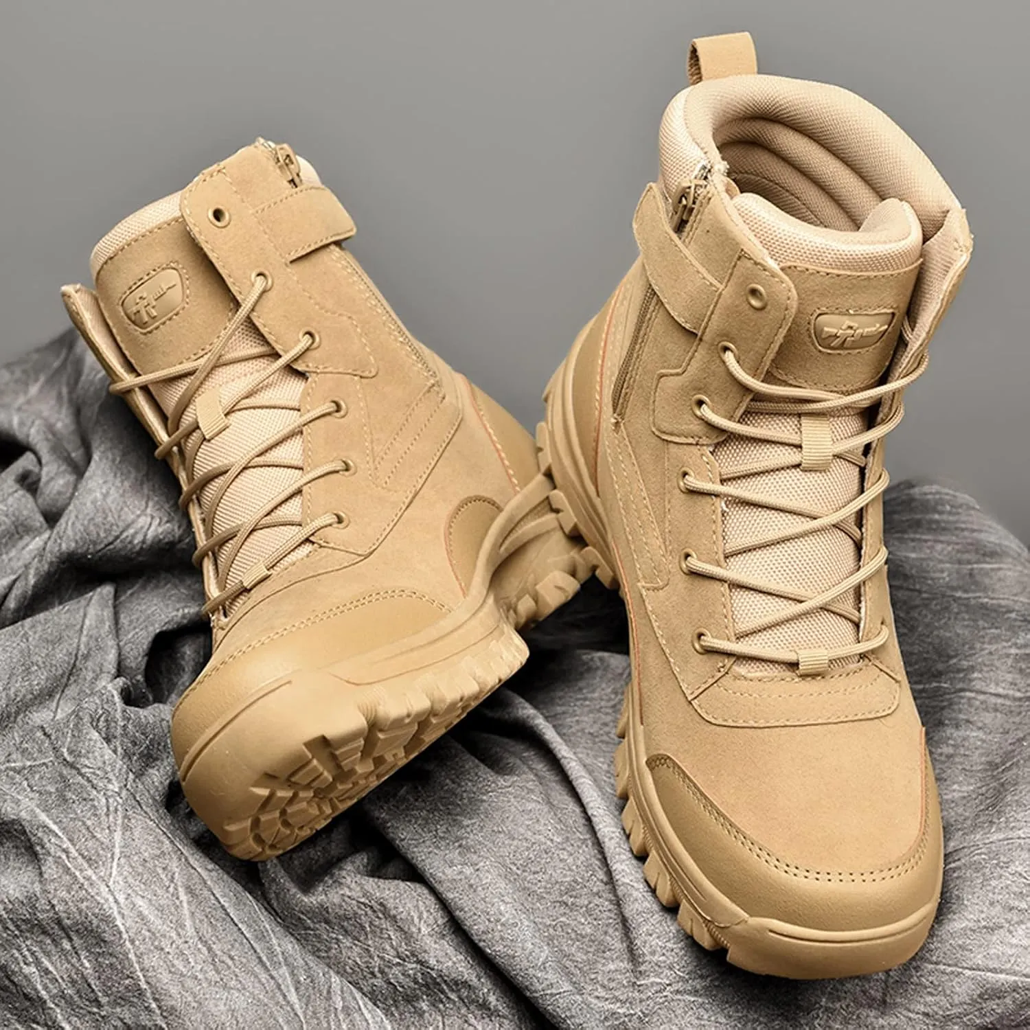 Eliogn Men's Military Tactical Boots Combat Outdoor Walk Leather Lightweight Desert Boots