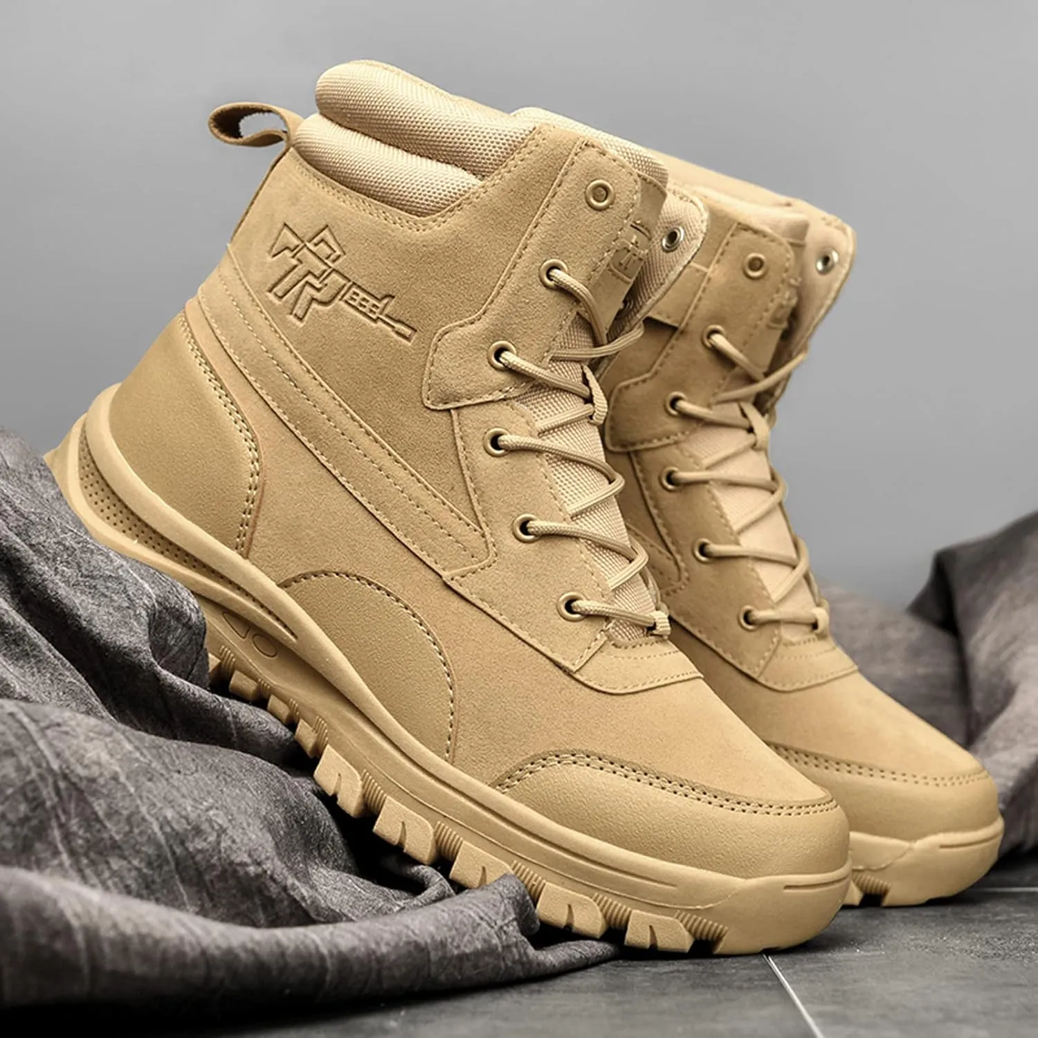Eliogn Men's Military Tactical Boots Combat Outdoor Walk Leather Lightweight Desert Boots