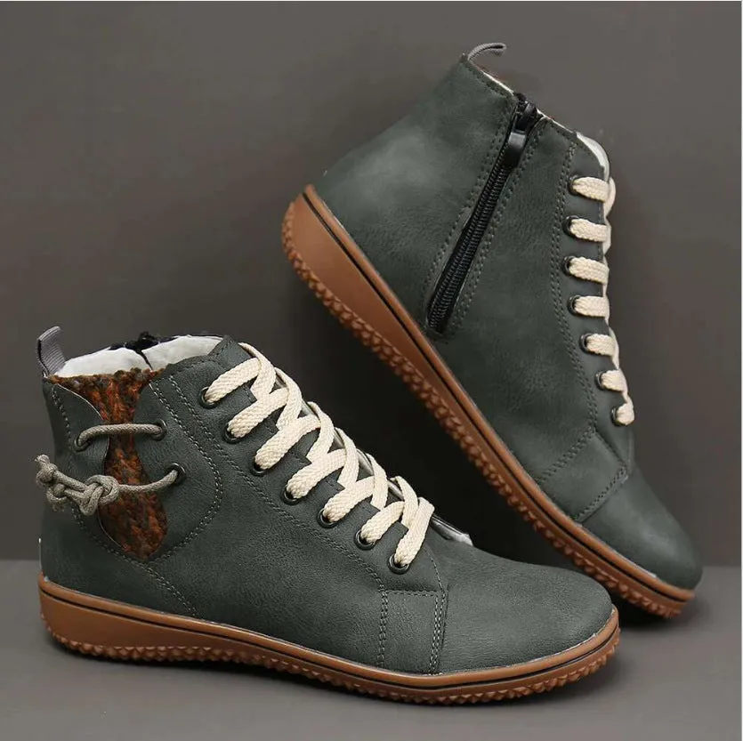 elveswallet Flat Ankle Plus Velvet Warm Snow Boot
