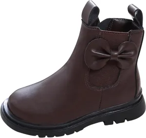 EnJoCho Little Boys Indoor Boots Girls Leather Boots Shoes Waterproof Leather Short Boots Non Slip Breathable Nude Boots