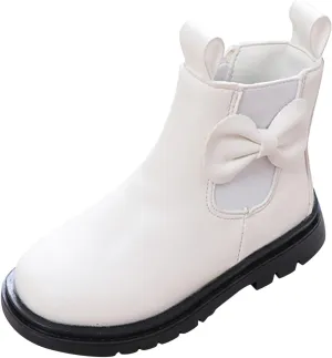 EnJoCho Little Boys Indoor Boots Girls Leather Boots Shoes Waterproof Leather Short Boots Non Slip Breathable Nude Boots