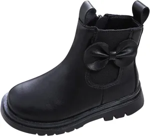 EnJoCho Little Boys Indoor Boots Girls Leather Boots Shoes Waterproof Leather Short Boots Non Slip Breathable Nude Boots