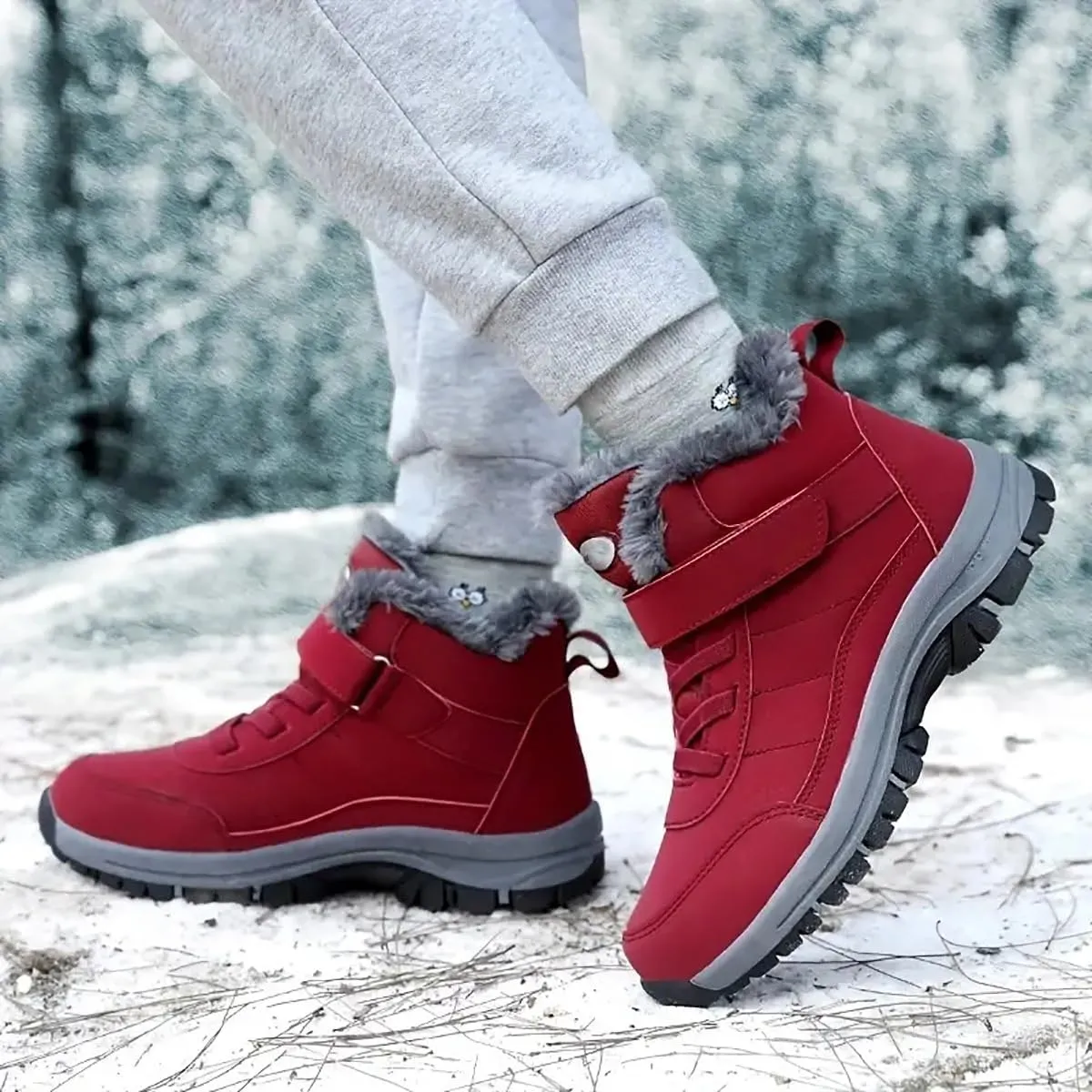 Ergonomic Winter Boots,Cushioning Mountaineering Orthopedic Shoes for Women Men,Men's Slip on Warm Lined Waterproof Sneakers