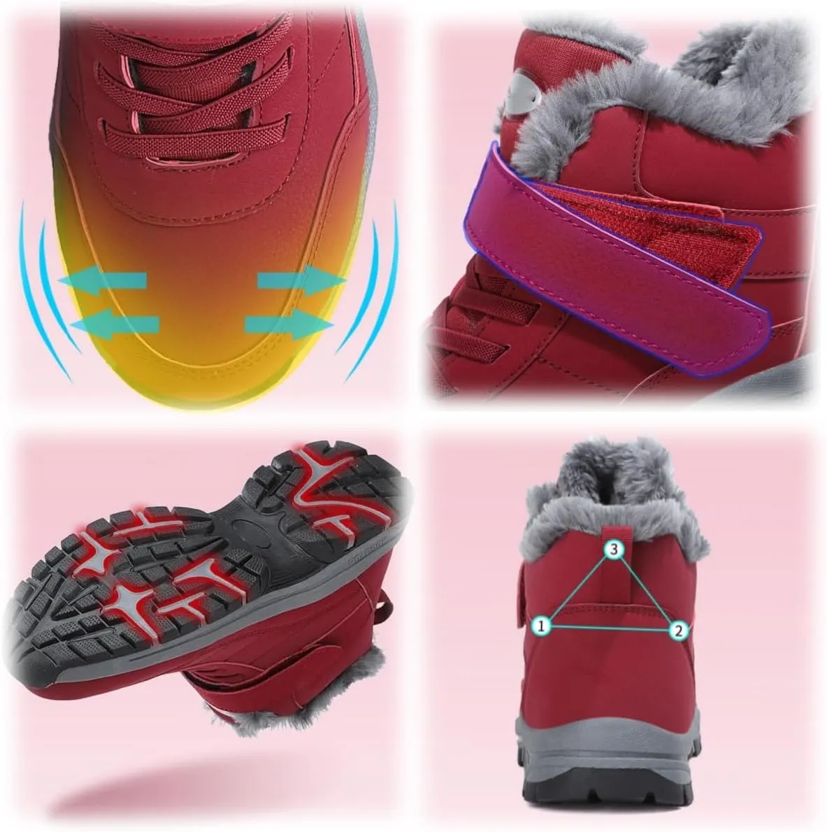 Ergonomic Winter Boots,Cushioning Mountaineering Orthopedic Shoes for Women Men,Men's Slip on Warm Lined Waterproof Sneakers