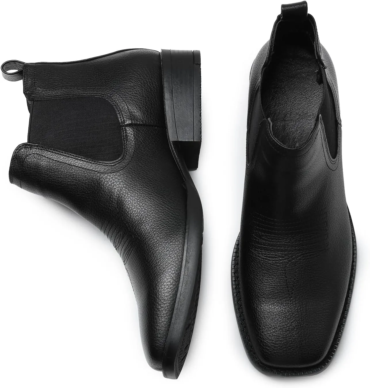 femflame Cowboy Boots for Men Square Toe Chelsea Boots Waterproof Classic Elastic Slip on Chukka Ankle Boots Casual??