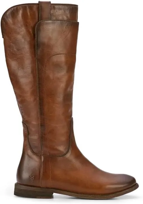 Frye Paige Tall Riding Boots for Women Made from Antiqued Italian Leather with Overlapping Front Panels, Stacked Leather Heel, and Leather Outsole ?C 16?? Shaft Height