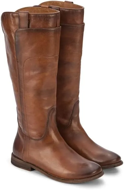 Frye Paige Tall Riding Boots for Women Made from Antiqued Italian Leather with Overlapping Front Panels, Stacked Leather Heel, and Leather Outsole ?C 16?? Shaft Height