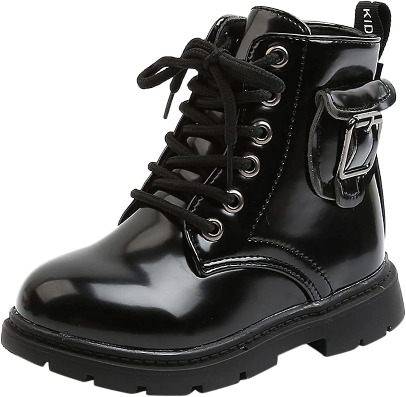 Girls Ankle Boots, Girls Leather Shoes Waterproof Leather Lace Up Short Boots Non Slip Breathable Snow Boots (A, 18-24 Months)