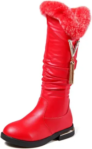 Girls Knee High Boots Genuine Leather Snow Boots Girls Winter Boots Kids