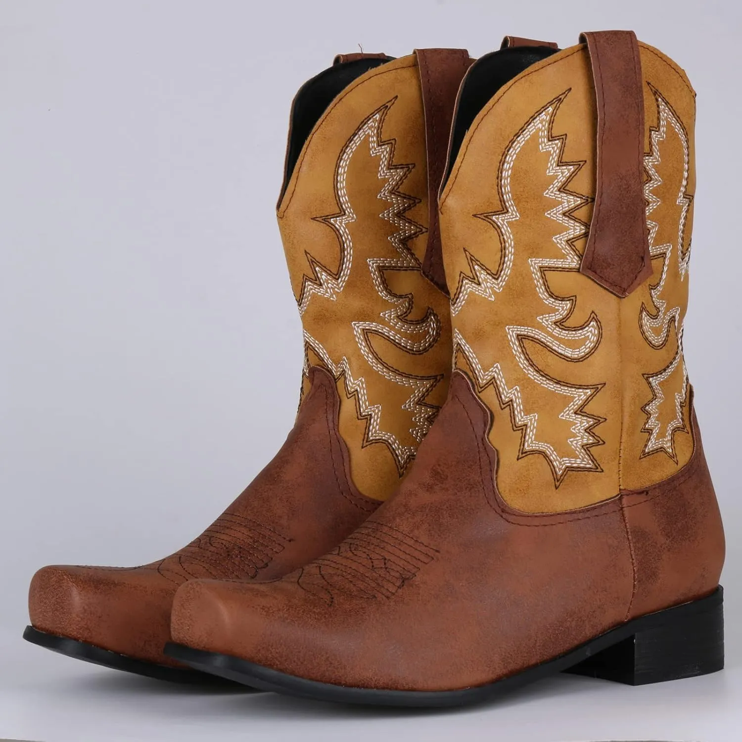 High-top Cowboy Boots for Men Leather Low-Heeled Boots Fashionable Men's Boots High-top Men's Shoes