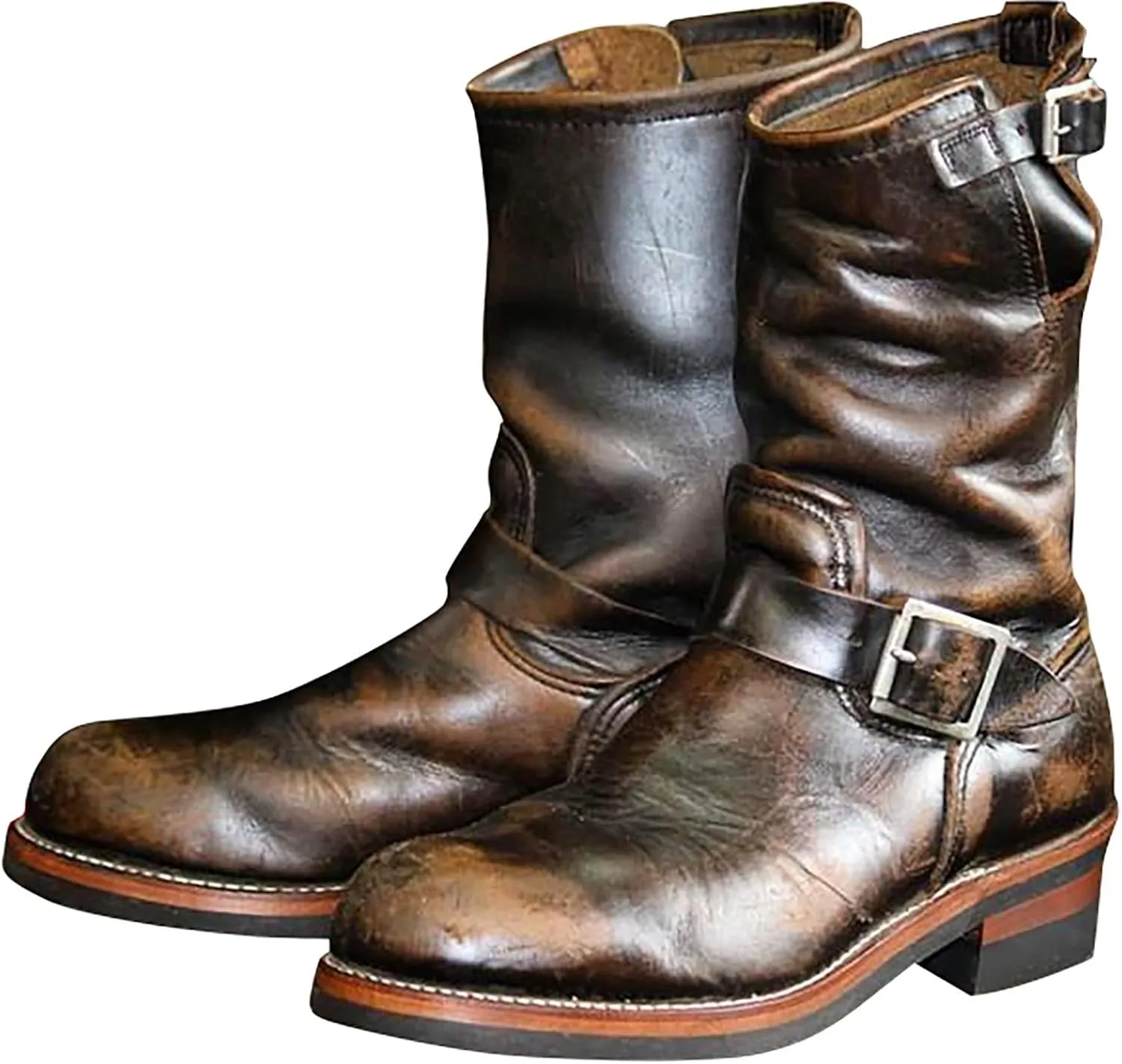 High-top Cowboy Boots for Men Leather Low-Heeled Boots Fashionable Men's Boots High-top Men's Shoes
