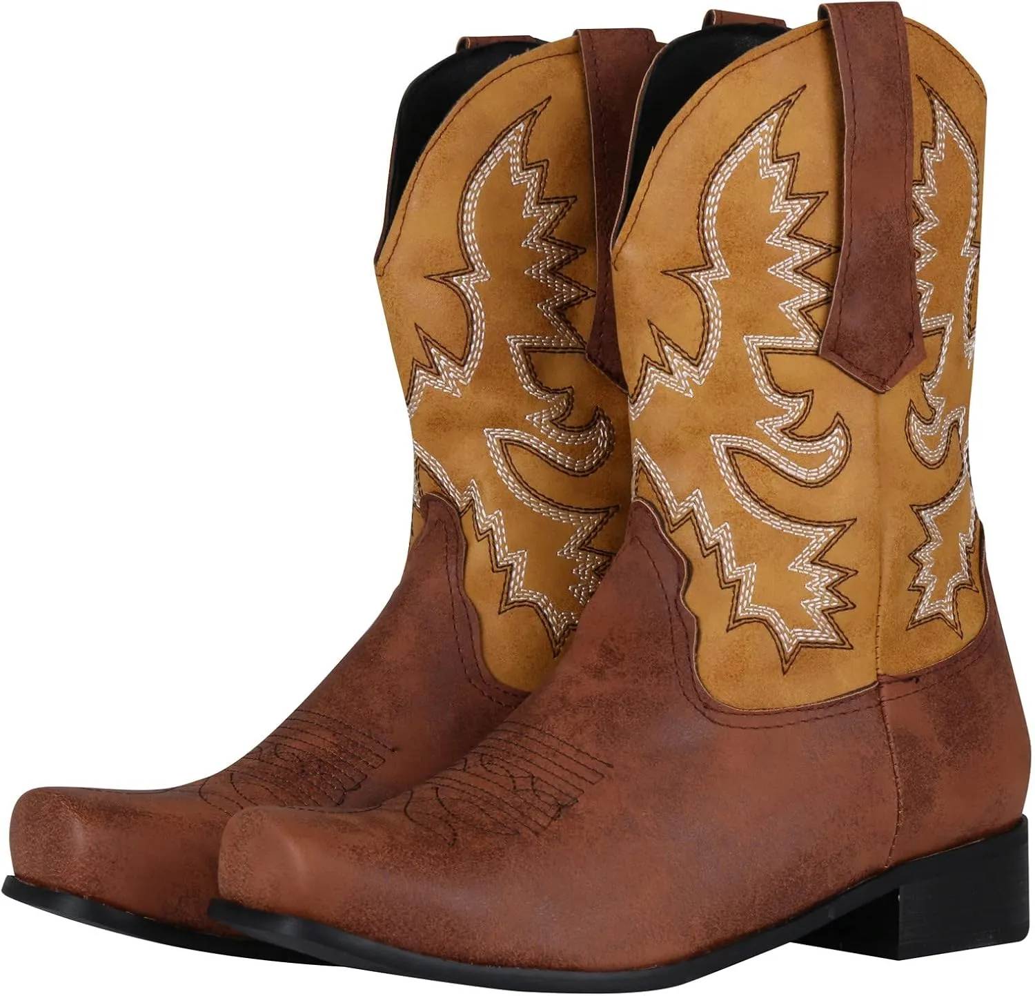 High-top Cowboy Boots for Men Leather Low-Heeled Boots Fashionable Men's Boots High-top Men's Shoes