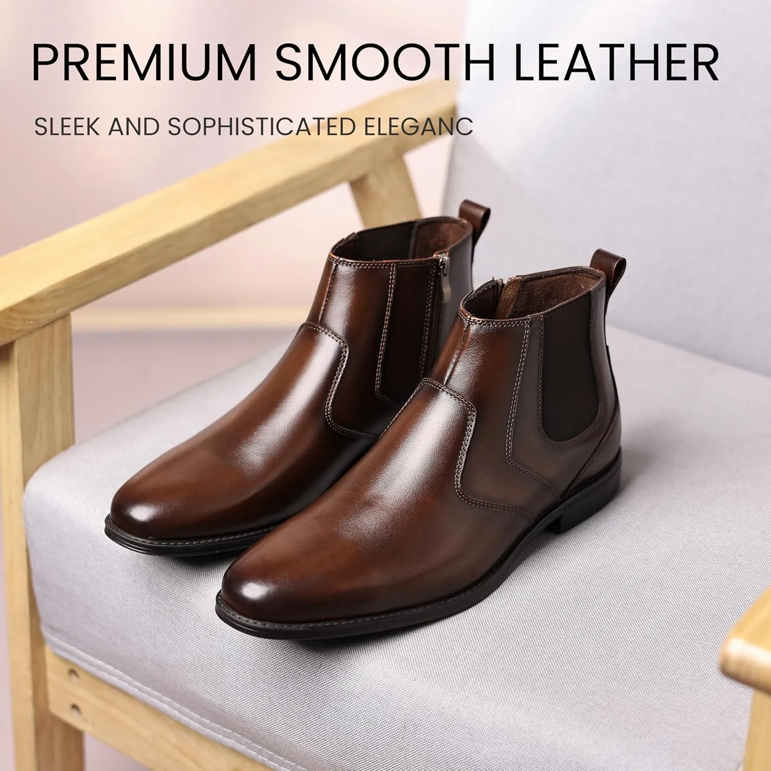 Holy dove Chelsea Boots Men ?C Genuine Leather,Chelsea Boots for Men with Side Zipper, Casual Slip-On Ankle Boots, Chukka & Oxford Style Dress Boots