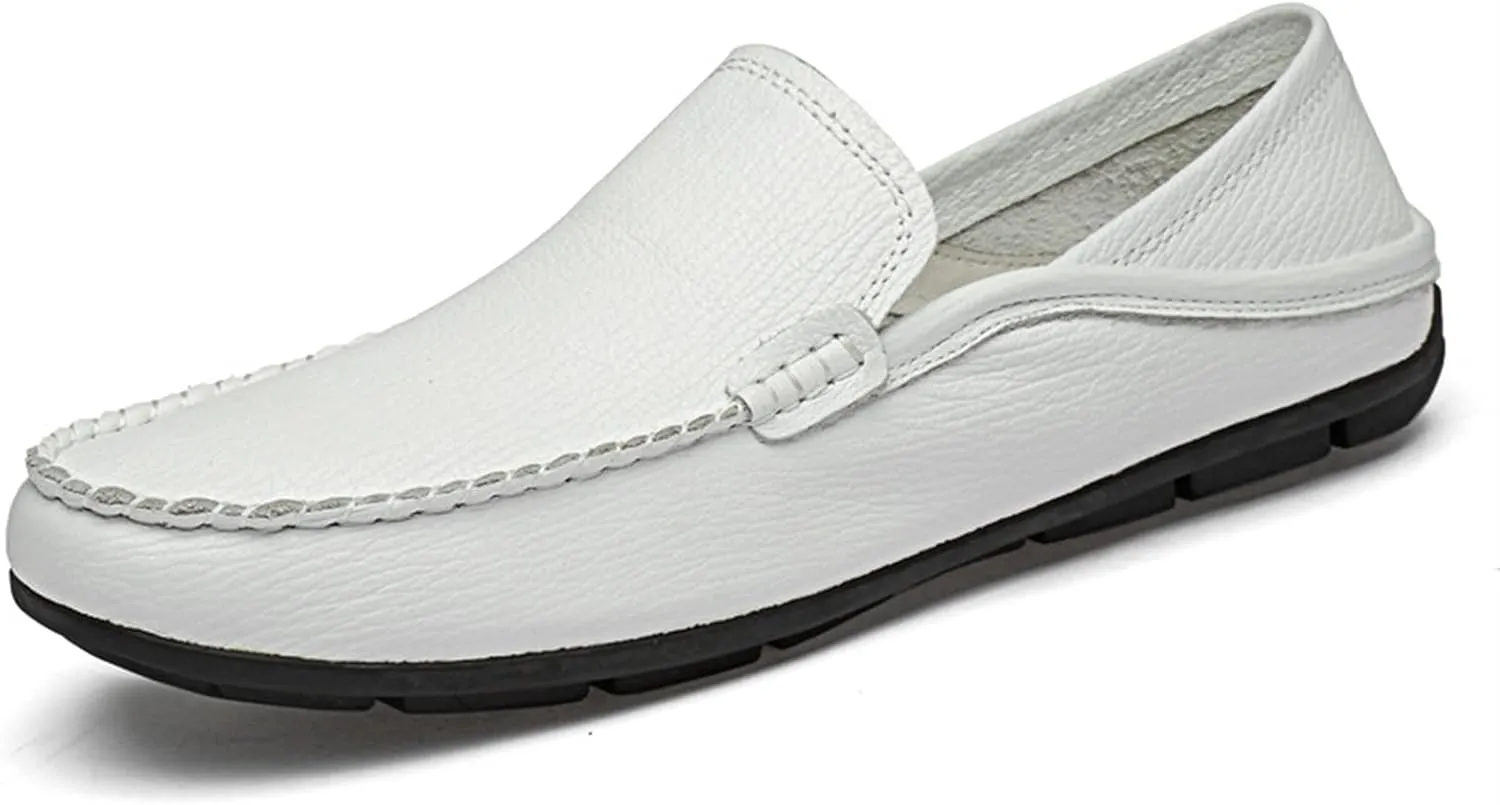HOOENG Shoes Smoking Loafer for Men Stitching Details Genuine Leather Breathable Embossed Option Comfortable Flat Heel Soft Flexible Resistant Casual