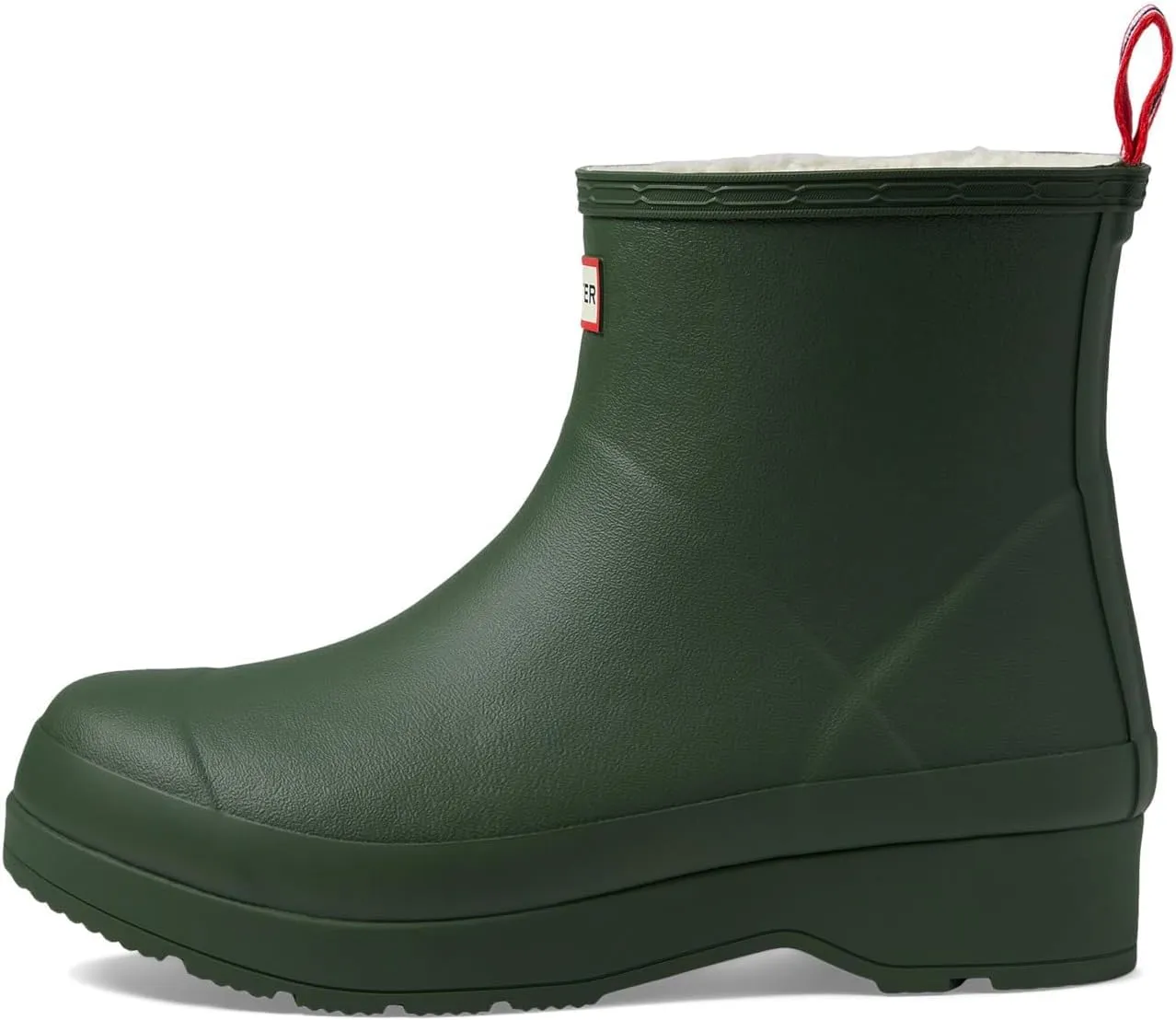 Hunter Play Short Sherpa Insulated Boot - Boots for Men - Textile Lining - Low Block Heel - Synthetic Upper Flexing Green/White Willow 13 M