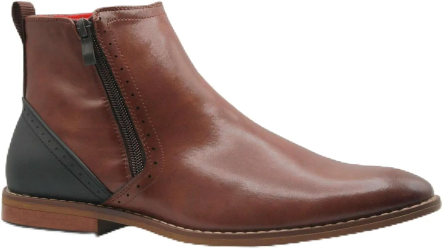 Jazam?? Men's 49904 Leather Lined Double Zip Cap Toe Dress Bootie Ankle Boots