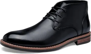 Jousen Men Chukka Boots Premium Leather Black Boots