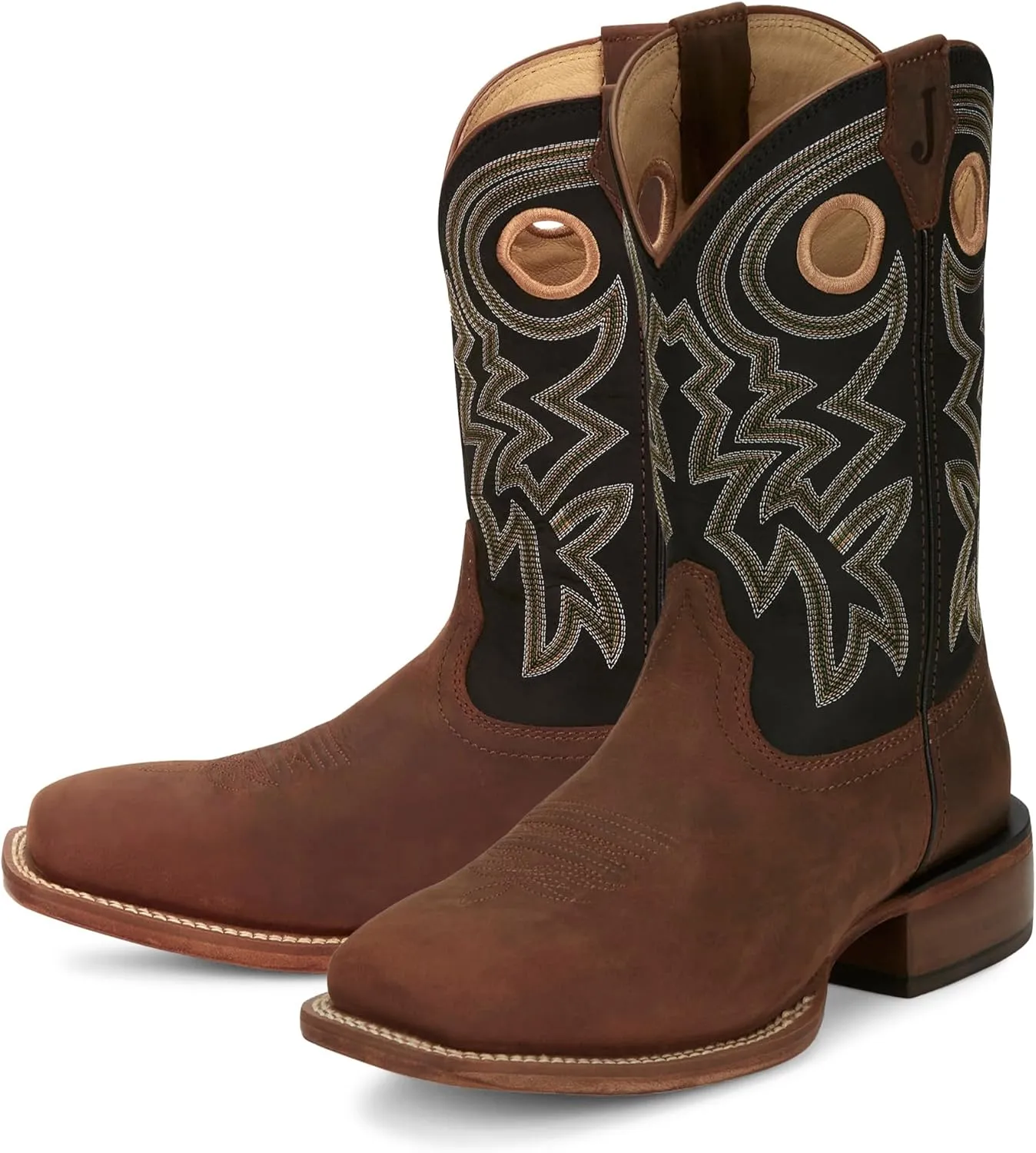 Justin Big News 11 Western Boots for Men - Frontier Collection - Square Toe Leather Mens Cowboy Boots with Comfort Footbed & Heeled Leather Outsole
