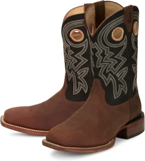 Justin Big News 11 Western Boots for Men - Frontier Collection - Square Toe Leather Mens Cowboy Boots with Comfort Footbed & Heeled Leather Outsole