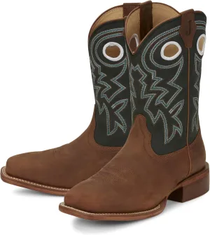 Justin Big News 11 Western Boots for Men - Frontier Collection - Square Toe Leather Mens Cowboy Boots with Comfort Footbed & Heeled Leather Outsole