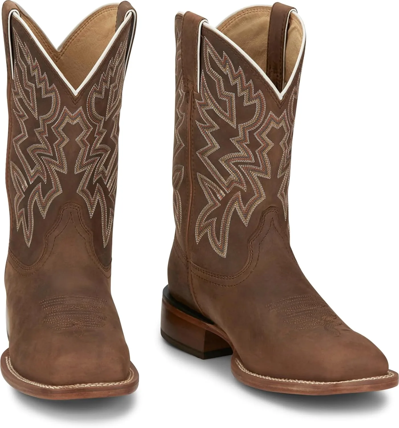 Justin Jackpot 11?? Western Boots for Men - Frontier Collection - Square Toe Leather Men??s Cowboy Boots with Comfort Footbed & Heeled Leather Outsole